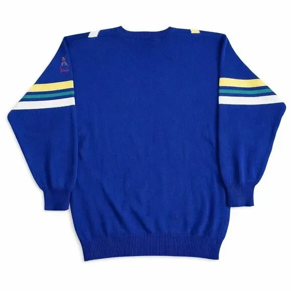 Pringle Sports Nick Faldo Collection Knit Sweater Large Blue Geometric - Picture 2 of 5